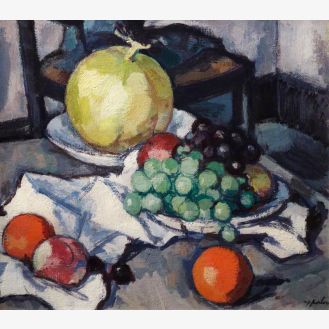 Still Life with Melon and Grapes