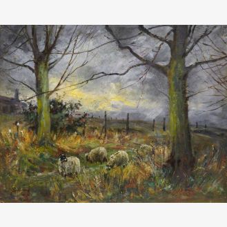 Country Scene with Sheep