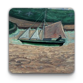 Alfred Wallis 'Yacht, pink and green' coaster