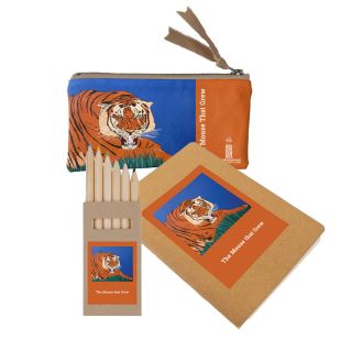 Dez Quarréll `Mouse Tiger` pencil case, notebook and pencil set