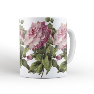 G. Calmard `Pink Camellia (Camellia Species): Flower and Leaves` mug