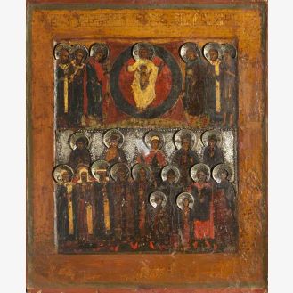 Icon with Christ in Majesty Surrounded by Saints